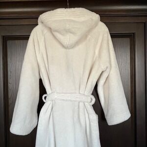 iRELAX Long Hooded Robe Womens L Ivory Luxe Comfort Super Soft